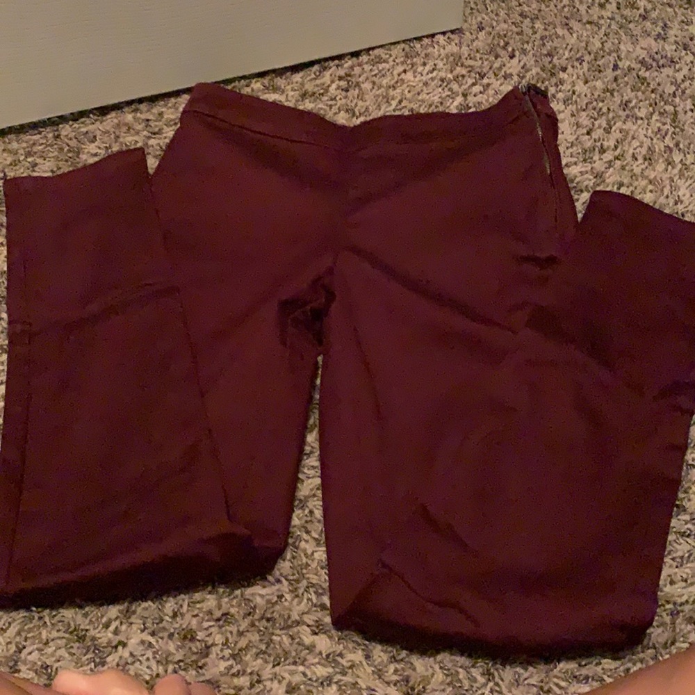 Maroon red skinny dress pants